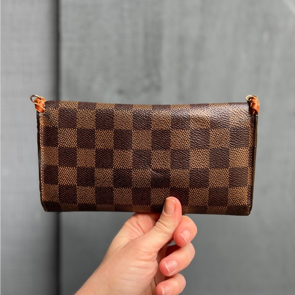 Louis Vuitton Damier Ebene Boho Custom Wallet on Chain Removable Leather Strap - Picture 5 of 6